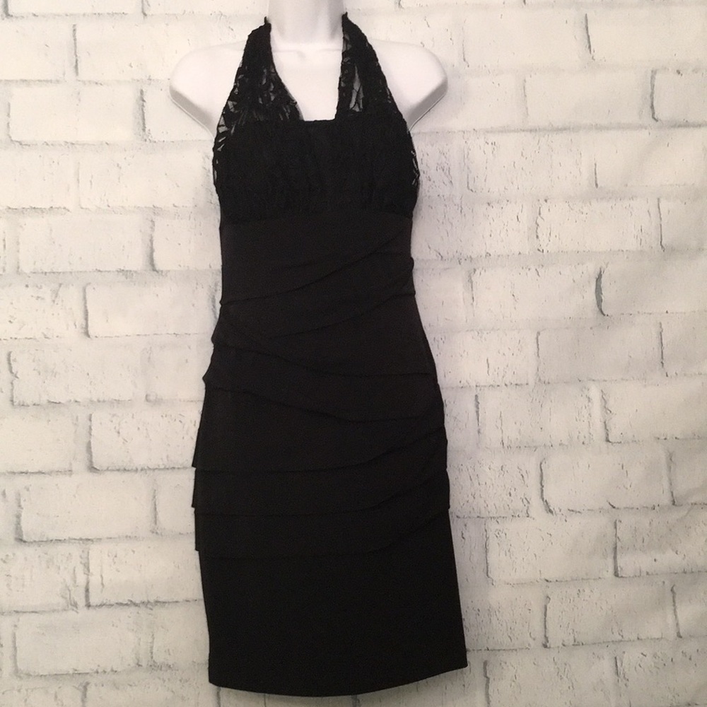 Black Lacey halter dress